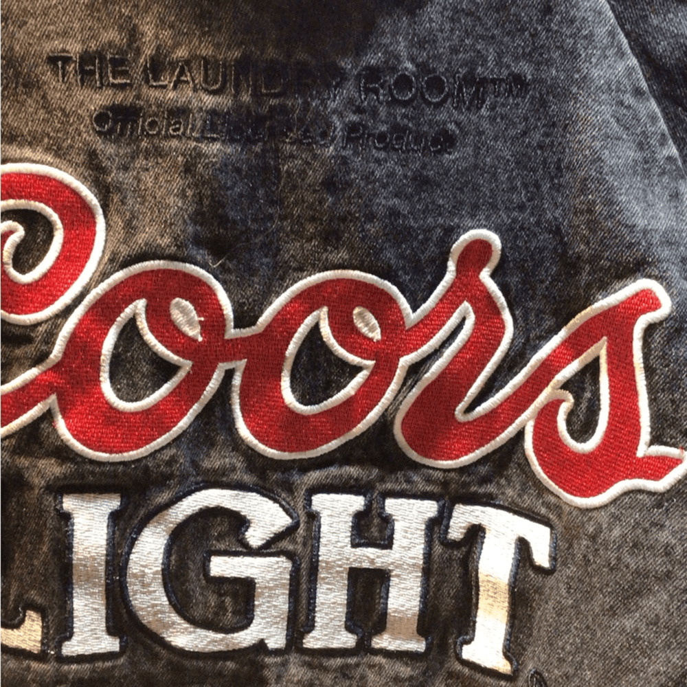 NEW! Rare The Laundry Room Black Denim Jacket with Red and White Logo - Picture 2 of 8